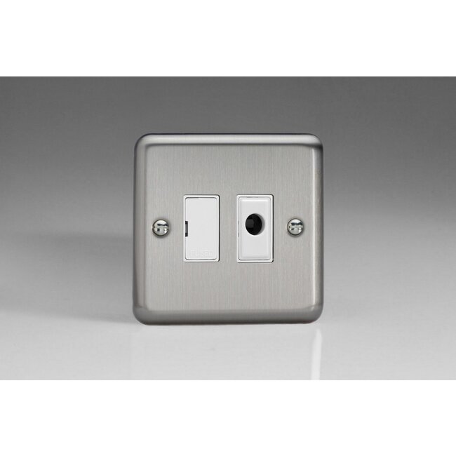 Varilight Classic 13A Unswitched Fused Spur + Flex Outlet White Matt Chrome White Inserts