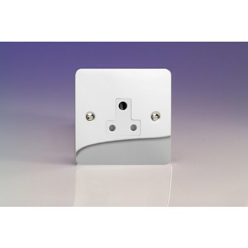 Varilight Ultraflat 1-Gang 5A Round Pin Socket White Polished Chrome White Insert Varilight Ultraflat 1-Gang 5A Round Pin Socket White Polished Chrome White Insert