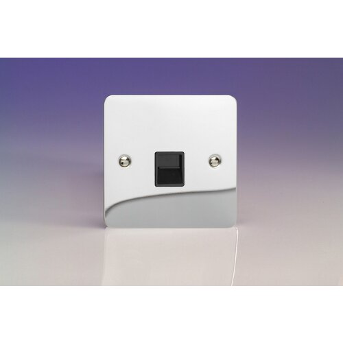 Varilight Ultraflat 1-Gang Telephone Master Socket Black Polished Chrome Black Insert Varilight Ultraflat 1-Gang Telephone Master Socket Black Polished Chrome Black Insert