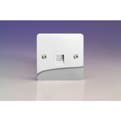 Varilight Ultraflat 1-Gang Telephone Secondary (Extension) Socket White Polished Chrome White Insert Varilight Ultraflat 1-Gang Telephone Secondary (Extension) Socket White Polished Chrome White Insert