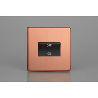 Varilight Urban Screwless 10A Fan Isolating Switch (3 Pole) Black Brushed Copper Black Insert