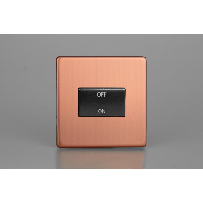 Varilight Urban Screwless 10A Fan Isolating Switch (3 Pole) Black Brushed Copper Black Insert