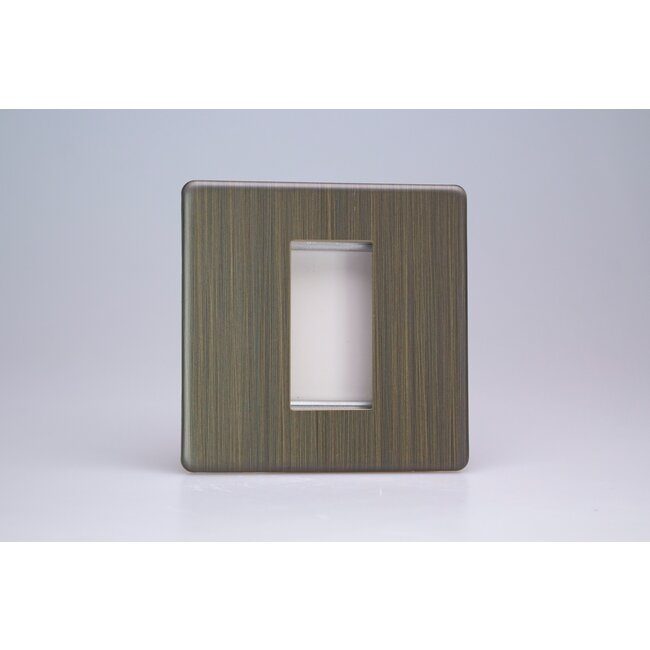 Varilight Urban Screwless DataGrid Plate (1 Grid Space)  Antique Brass
