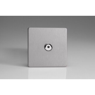 Varilight Screwless 1-Gang 1-Way Remote/Touch Control Master LED Dimmer 1 x 0-100W (1-10 LEDs) V-Pro IR Brushed Steel Chrome Button