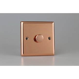 Varilight Urban 1-Gang 2-Way Push-On/Off Rotary LED Dimmer 1 x 0-120W (1-10 LEDs) V-Pro Polished Copper Polished Copper