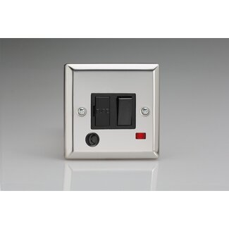 Varilight Classic 13A Switched Fused Spur + Neon + Flex Outlet  Black Mirror Chrome Black Inserts