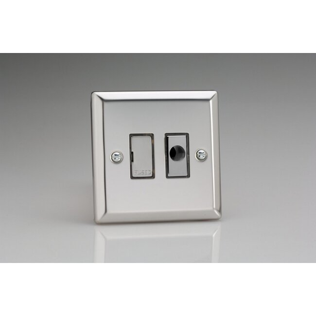 Varilight Classic 13A Unswitched Fused Spur + Flex Outlet Decorative Mirror Chrome Chrome Inserts