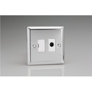 Varilight Classic 13A Unswitched Fused Spur + Flex Outlet White Mirror Chrome White Inserts