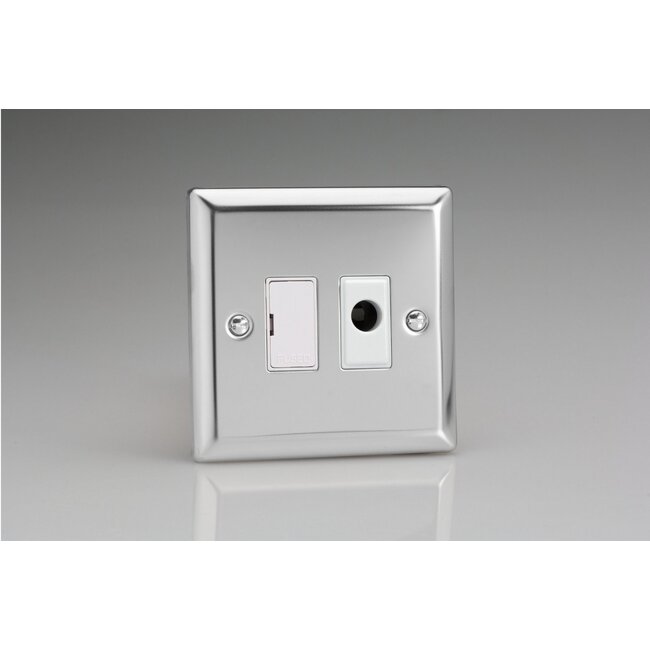 Varilight Classic 13A Unswitched Fused Spur + Flex Outlet White Mirror Chrome White Inserts