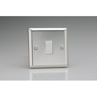Varilight Classic 1-Gang 10A Intermediate Rocker Switch White Mirror Chrome White Rocker