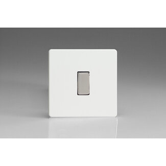 Varilight Screwless 1-Gang 10A 1-Way Push-to-Make Retractive Momentary Switch Decorative Premium White Chrome Button