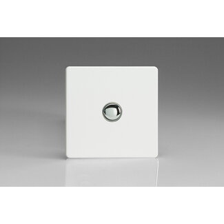 Varilight Screwless 1-Gang 6A 1- or 2-Way Push-On/Off Impulse Switch Decorative Premium White Chrome Button