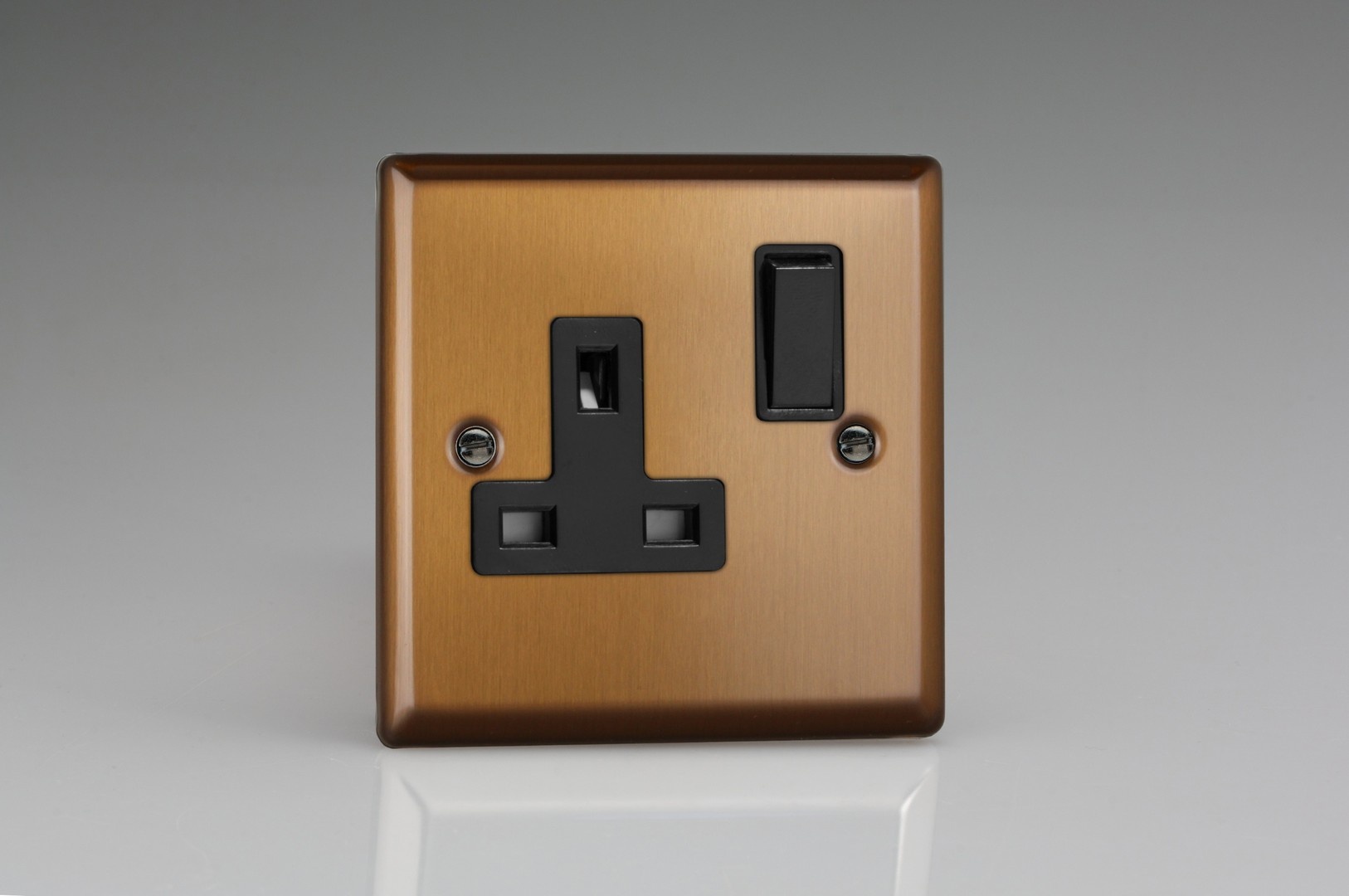 Varilight Urban 1-Gang 13A Double Pole Switched Socket Black Brushed ...