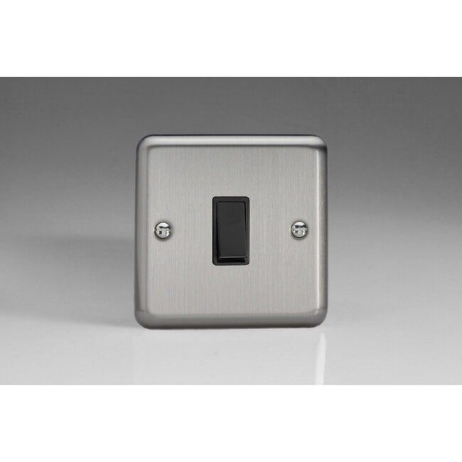 Varilight Classic 1-Gang 10A Retractive Switch Black Matt Chrome Black Rocker