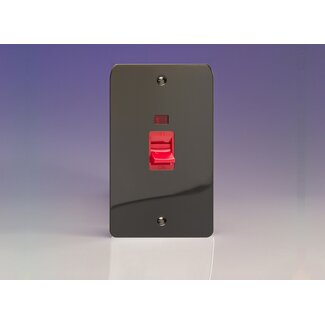 Varilight Ultraflat 45A Cooker Switch + Neon (Vertical Twin Plate, Red Rocker) Red Iridium Red Insert