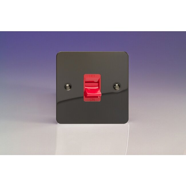 Varilight Ultraflat 45A Cooker Switch (Single Plate, Red Rocker) Red Iridium Red Insert