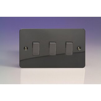 Varilight Ultraflat 3-Gang 10A 1- or 2-Way Rocker Switch (Twin Plate) Decorative Iridium Iridium Rockers