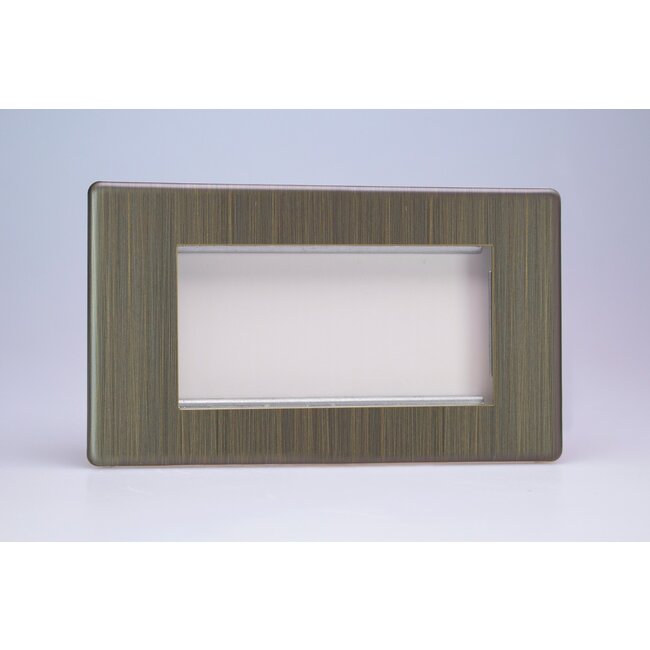 Varilight Urban Screwless DataGrid Twin Plate (4 Grid Spaces)  Antique Brass