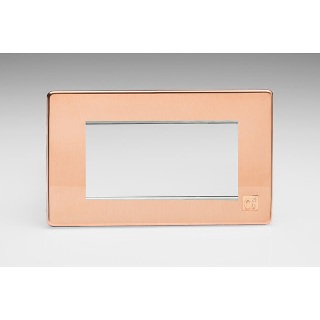 Varilight Screwless DataGrid Twin Plate (4 Grid Spaces)  Cu29 Raw Copper