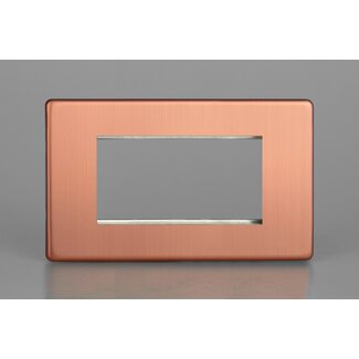 Varilight Urban Screwless DataGrid Twin Plate (4 Grid Spaces)  Brushed Copper