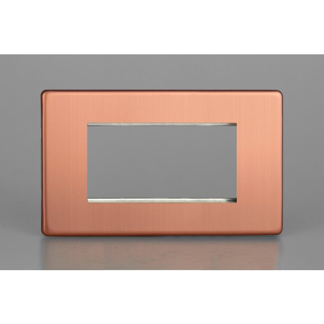 Varilight Urban Screwless DataGrid Twin Plate (4 Grid Spaces)  Brushed Copper