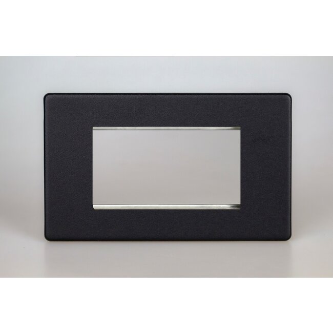 Varilight Urban Screwless DataGrid Twin Plate (4 Grid Spaces)  Matt Black