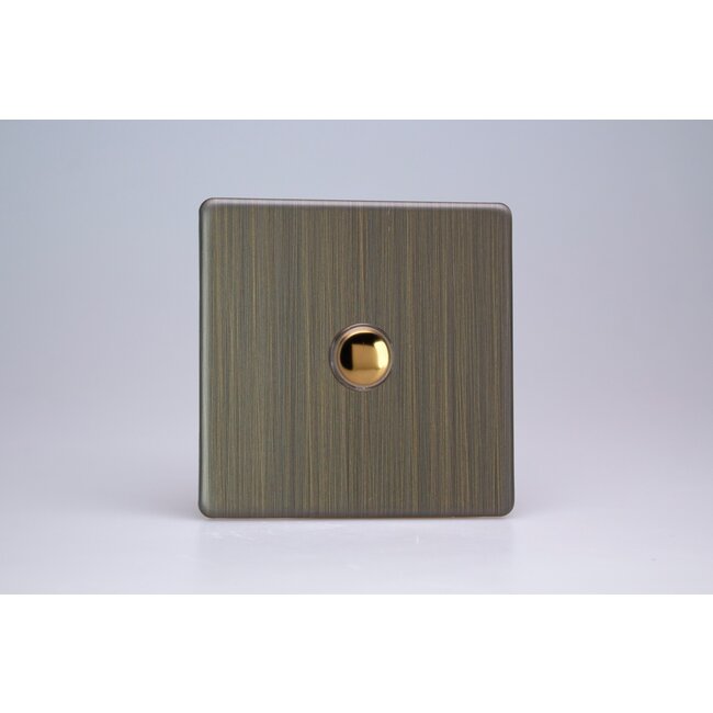 Varilight Urban Screwless 1-Gang 6A 1-Way Push-to-Make Momentary Switch Brass Antique Brass Brass