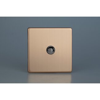 Varilight Urban Screwless 1-Gang 6A 1-Way Push-to-Make Momentary Switch Decorative Brushed Copper Iridium Button