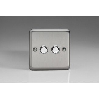 Varilight Classic 2-Gang Tactile Touch Control Dimming Supplementary Controller for use with Master on 2-Way Circuits V-Pro IR Matt Chrome Chrome Buttons