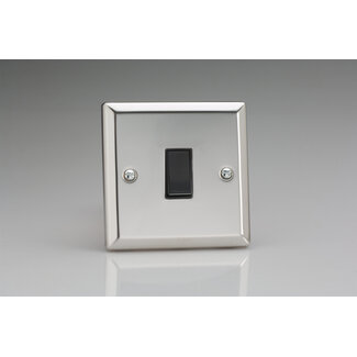Varilight Classic 1-Gang 10A Retractive Switch Black Mirror Chrome Black Rocker