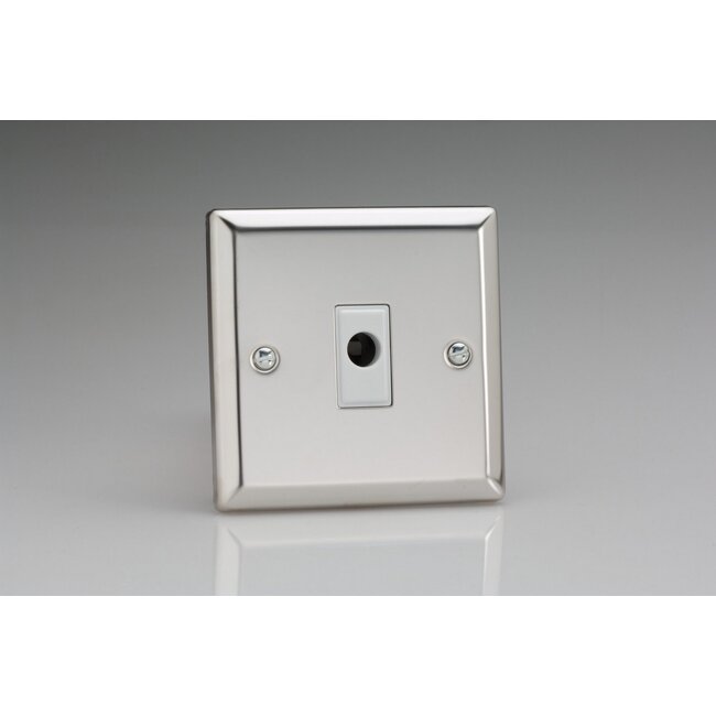 Varilight Classic 16A Flex Outlet Plate White Mirror Chrome White Insert
