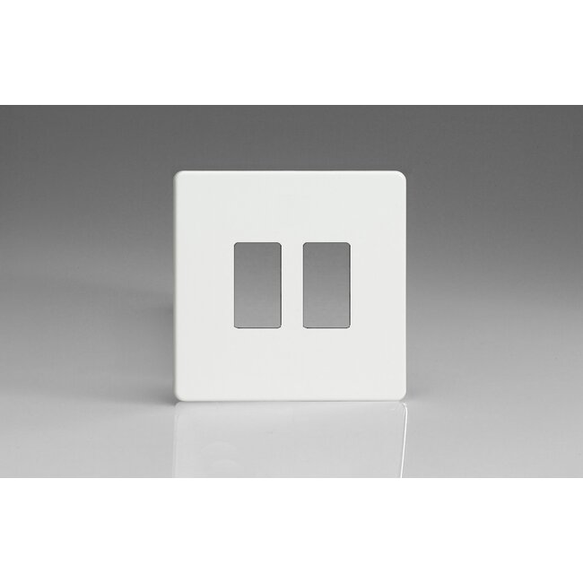 Varilight Screwless 2-Gang Screwless PowerGrid Plate including Yoke (Single Plate)  Premium White