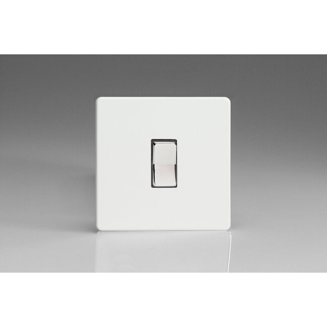 Varilight Screwless 1-Gang 10A 2-Way & Off Retractive Switch Decorative Premium White Chrome Button