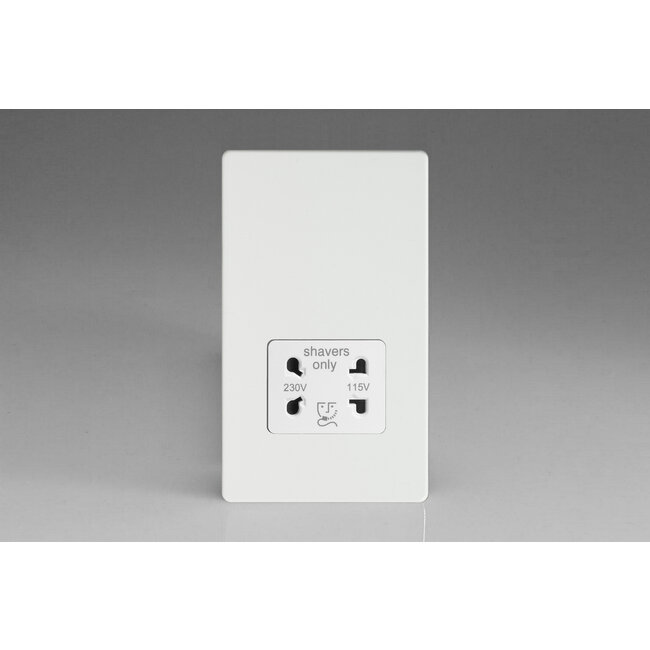 Varilight Screwless Dual Voltage Shaver Socket 230V/115V White Premium White White Insert