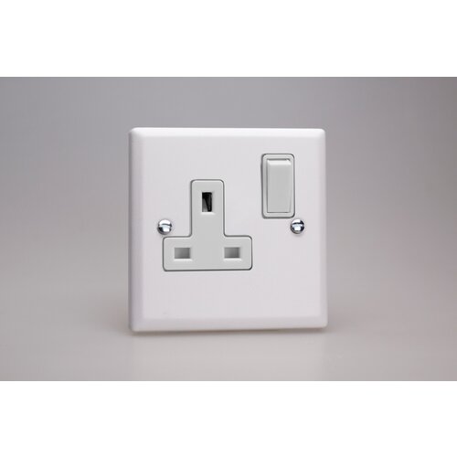 Varilight Urban 1-Gang 13A Double Pole Switched Socket White Chalk White White Varilight Urban 1-Gang 13A Double Pole Switched Socket White Chalk White White