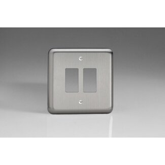 Varilight Classic  2-Gang Grid Plate (Single Plate) inc Yoke (formerly XSPG2)  Matt Chrome