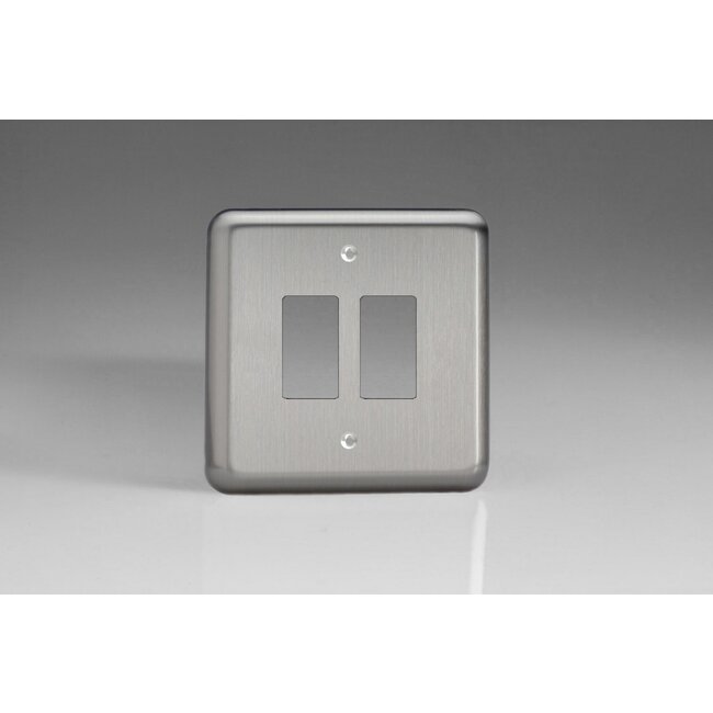 Varilight Classic  2-Gang Grid Plate (Single Plate) inc Yoke (formerly XSPG2)  Matt Chrome
