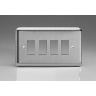 Varilight Classic  4-Gang Grid Plate (Double Plate) inc Yoke (formerly XSPG4)  Matt Chrome