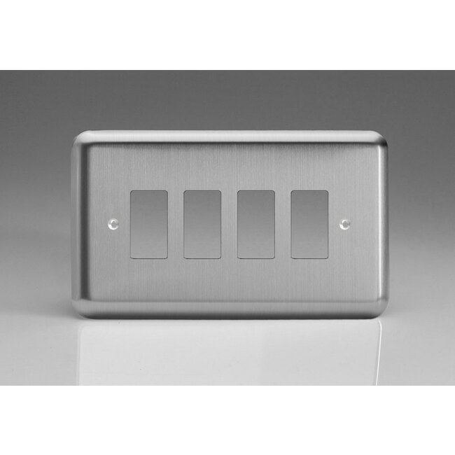 Varilight Classic  4-Gang Grid Plate (Double Plate) inc Yoke (formerly XSPG4)  Matt Chrome