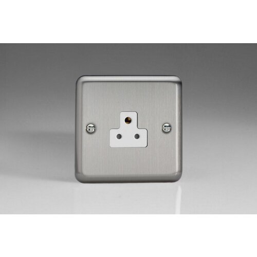Varilight Classic 1-Gang 2A Round Pin Socket White Matt Chrome White Insert Varilight Classic 1-Gang 2A Round Pin Socket White Matt Chrome White Insert