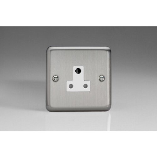Varilight Classic 1-Gang 5A Round Pin Socket White Matt Chrome White Insert Varilight Classic 1-Gang 5A Round Pin Socket White Matt Chrome White Insert