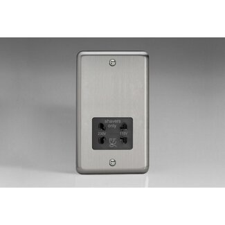 Varilight Classic Dual Voltage Shaver Socket 230V/115V Black Matt Chrome Black Insert