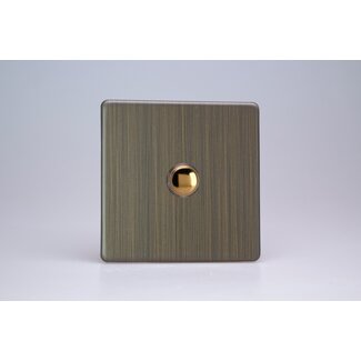 Varilight Urban Screwless 1-Gang 6A 1- or 2-Way Push-On/Off Impulse Switch Brass Antique Brass Brass