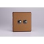 Varilight Urban Screwless 2-Gang 6A 1- or 2-Way Push-On/Off Impulse Switch Decorative Brushed Bronze Iridium Buttons