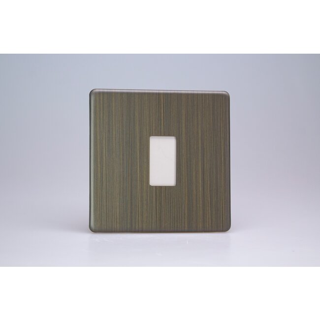 Varilight Urban Screwless 1-Gang PowerGrid Plate including Yoke (Single Plate)  Antique Brass