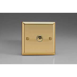 Varilight Classic 1-Gang 1-Way Remote/Touch Control Master LED Dimmer 1 x 0-100W (1-10 LEDs) V-Pro IR Victorian Brass Brass Button