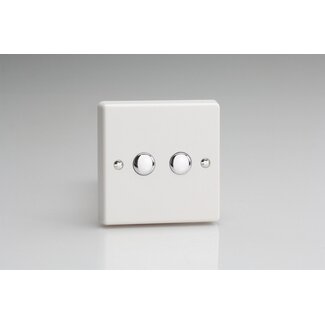 Varilight White 2-Gang Touch Control Dimming Supplementary Controller for use with Master on 2-Way Circuits V-Plus IR & V-Pro IR Compatible White Plastic Chrome Buttons