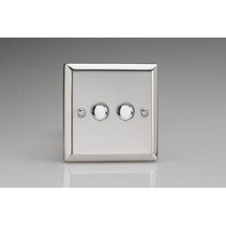 Varilight Classic 2-Gang 6A 1-Way Push-to-Make Momentary Switch Decorative Mirror Chrome Chrome Buttons