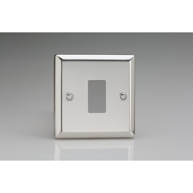Varilight Classic 1-Gang PowerGrid Plate including Yoke (Single Plate)  Mirror Chrome
