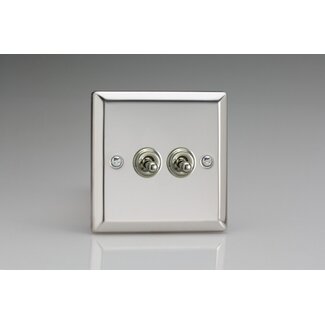 Varilight Classic 2-Gang 10A 1- or 2-Way Toggle Switch Decorative Mirror Chrome Chrome Toggles